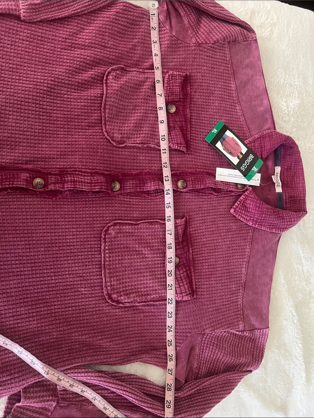 NWT Briggs New York Corduroy Button-Front Shirt Jacket in Mauve Pink Size XL - Picture 11 of 16